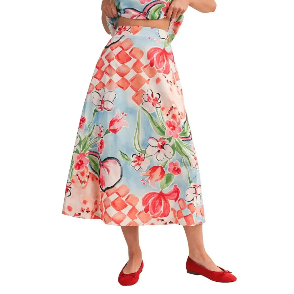 &Merci NWT Floral Matching Set Midi Skirt Sleeveless Outfit Sz M